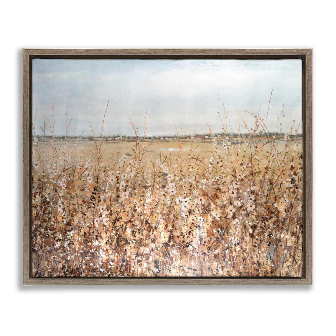 Stupell Industries Solemn Neutral Meadow Framed Floater Canvas Wall Art Design by Tim OToole